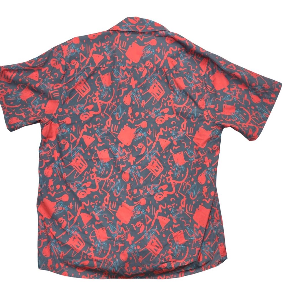 Dixxon Screech Gray/Multicolor Short Sleeve button up Party Shirt Men's Size L - Picture 3 of 8
